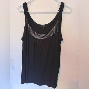 Black sleeveless Talbots blouse with matte black sequin trim NWOT size 1X